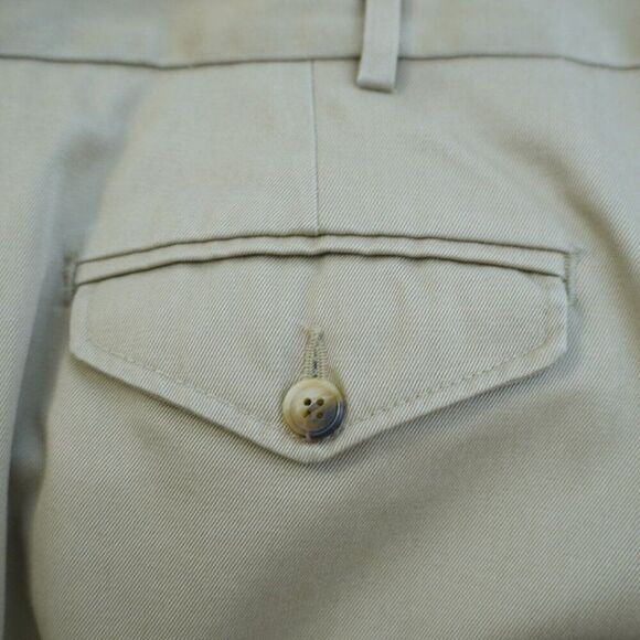 Land's End Tan Pleated Cuffed Mid Rise Tan Polyester Blend Chino Pants 36/28 - Picture 3 of 8